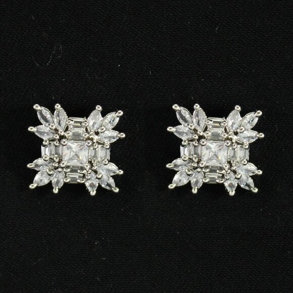 Cubic Zirconia Silver Plated Studs - Picture 2 of 3